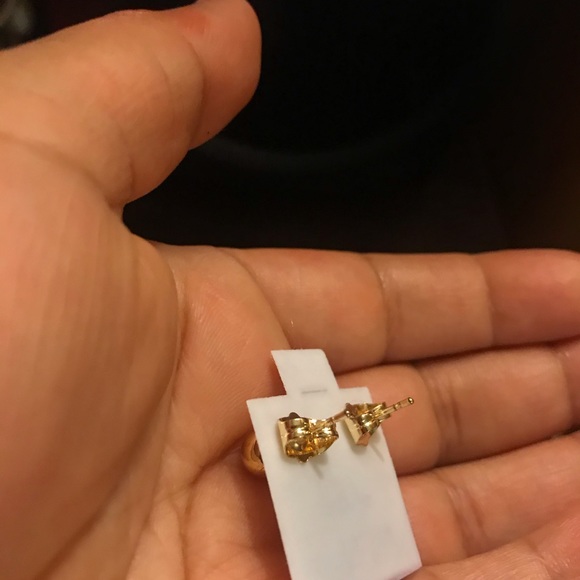 Yellow Gold Ball Earrings 4 mm with Push Backing - Picture 2 of 2